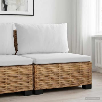 vidaXL Middelgrote Bank met Kussens GENDT Natuurlijk rattan, Verzenden, Nieuw, Rotan