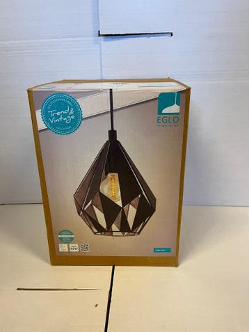 EGLO Carlton 1 Hanglamp - E27 - Ø 20,5 cm - Zwart/Koper, Verzenden, Nieuw