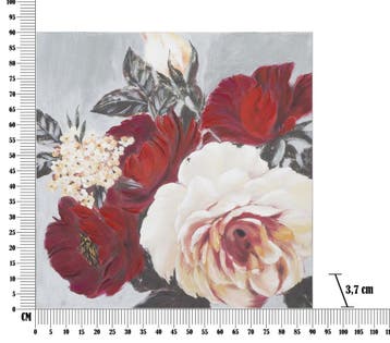 HANDGEMAAKTE WANDSCHILDERING BLOEM VIERKANT CM 90X3,7X90 -, Ophalen of Verzenden, Nieuw