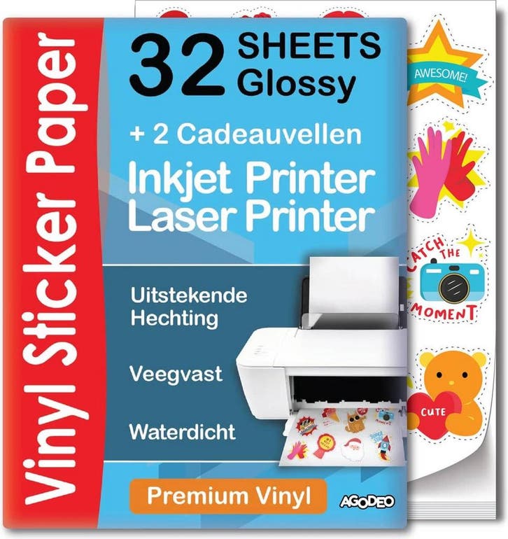 32 Glossy Vinyl Stickervellen A4 - Stickerpapier Voor, Computers en Software, Printers, Zo goed als nieuw, Ophalen of Verzenden