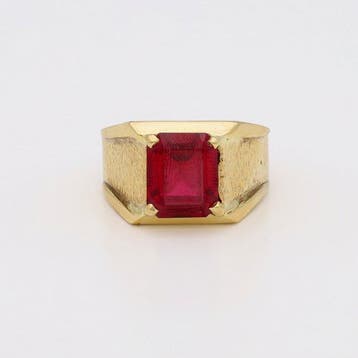 Ring - 18 karaat Geel goud - Roze Robijn, Nieuw