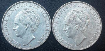 Nederland. Wilhelmina. 2 1/2 Gulden Lote de 2 Moedas 1930