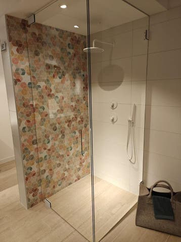 Douchecabine profielloos 100x100cm met taatsscharnier 0026, Ophalen, Nieuw, Glas, Douche
