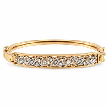 Armband - 14 karaat Vintage 14K geelgouden diamantarmband, Nieuw