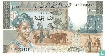 Mauritanië - Mauritania 1000 Ouguiya  - 1977, Postzegels en Munten, Verzenden, Overige landen, Los biljet