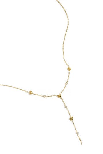 Goudlief Y-lijn ketting met gevulde hartjes (Kettingen), Verzenden, Nieuw, Zilver, Overige materialen