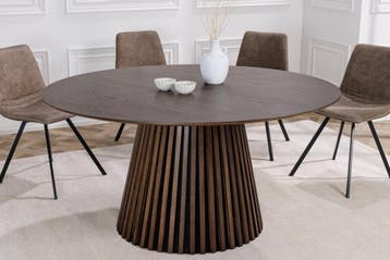 Ronde eettafel VALHALLA WOOD 140cm gerookt eiken kolomvoet -, Ophalen of Verzenden, Nieuw