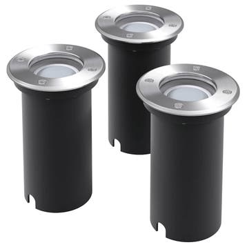 vidaXL LED-Grondspots buiten 3 stuks rond, Verzenden, Nieuw, Aluminium, Spots
