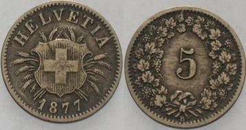 5 Rappen 1877 B Schweiz-eidgenossenschaft, Verzenden