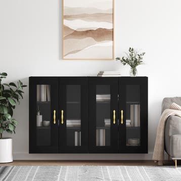 vidaXL Hangkasten 2 st bewerkt hout zwart, Verzenden, Nieuw, Overige houtsoorten
