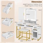 LIVSK Kaptafel met Oplaadstation - HD LED Spiegel met 3 Kleu, Huis en Inrichting, Tafels | Salontafels, Verzenden, Nieuw
