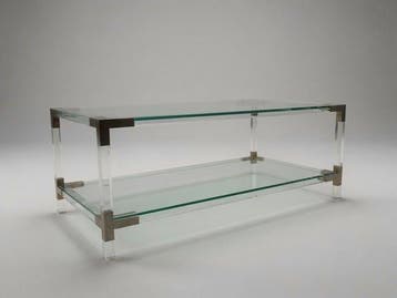 Tafel - Glas, Acryl - Vintage uit de jaren 1970: twee-laags