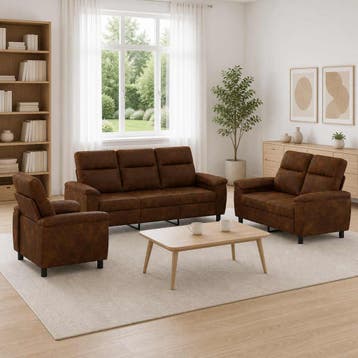 vidaXL Bankstel 3 pcs Legergroen Nep Suede Leer, Verzenden, Nieuw, 200 tot 250 cm