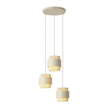 Moderne hanglamp beige met touw 3-lichts - Kora, Verzenden, Nieuw, Metaal, Modern