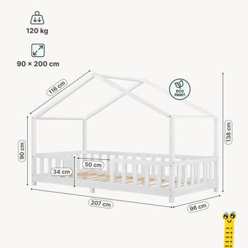 Kinderbed Treviolo met uitvalbeveiliging en matras 90x200 wi, Verzenden, Nieuw