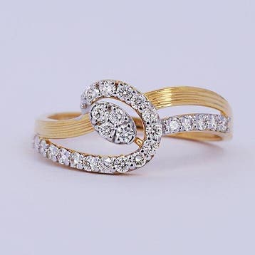 Ring - 14 karaat Geel goud - 0.41ct. tw. Diamant, Nieuw