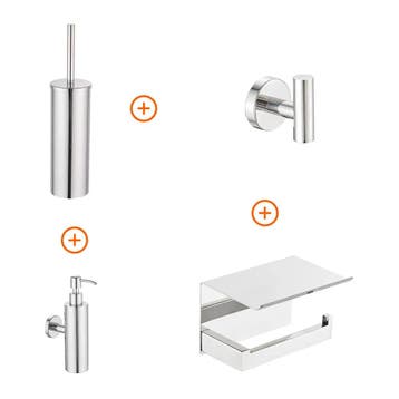 Toilet accessoires set Chroom exclusief met zeepdispenser, Verzenden, Nieuw