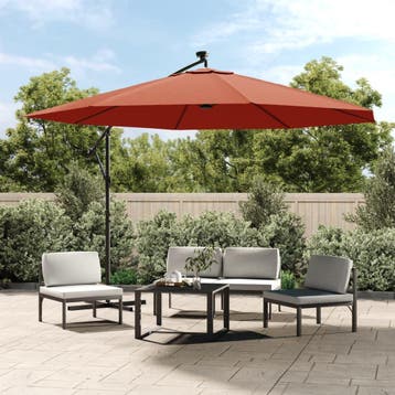 vidaXL Zweefparasol met LED-verlichting 350 cm, Verzenden, Nieuw, 3 tot 4 meter, Zweefparasol