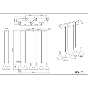 LED Hanglamp - Cinque Cipera - 6 Lichtpunten van 5.6 Watt -, Huis en Inrichting, Ophalen of Verzenden, Nieuw, Metaal, Overige fittingen