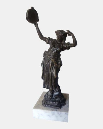 sculptuur, Figura con profilo popolare - 30 cm - Brons, Antiek en Kunst