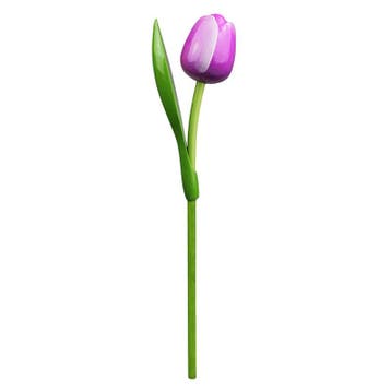 Houten tulp op steel 34 cm Purple white, Ophalen of Verzenden, Nieuw