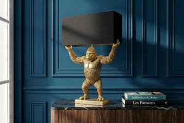 Tafellamp KING APE 65cm zwart goud - 48002, Ophalen of Verzenden, Nieuw