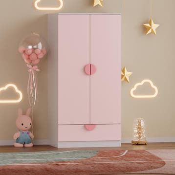 Kinderkast Sandnes kledingkast 123x60x40 cm wit en roze [en., Huis en Inrichting, Kasten | Kledingkasten, Verzenden, Nieuw