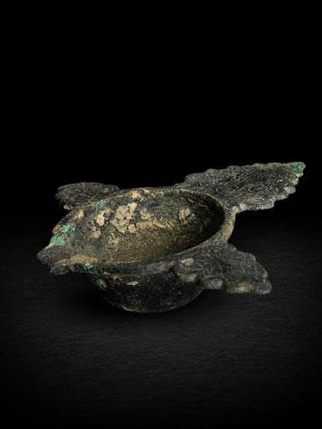 Byzantijns Brons Lamp - 11 cm - vuller Romeins LUCERNÆ