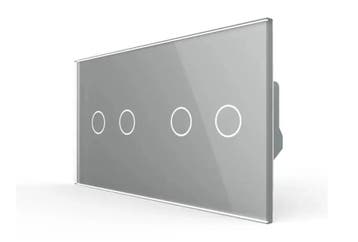 Slimme Lichtschakelaar Livolo 2+2 | Wissel | Grijs Glas, Ophalen of Verzenden, Nieuw, Schakelaar