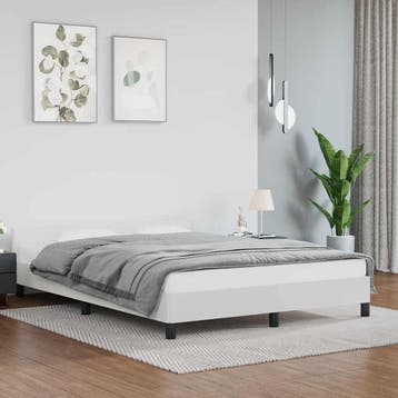 vidaXL Bedframe met hoofdeinde zonder matras 140x190 cm wit, Overige materialen, Verzenden, Wit, Nieuw