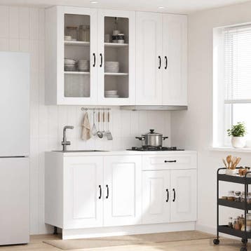 vidaXL Keukenblok KALMAR 4 st Wit Bewerkt hout, Huis en Inrichting, Keuken | Keukenelementen, Verzenden, Nieuw, Wit