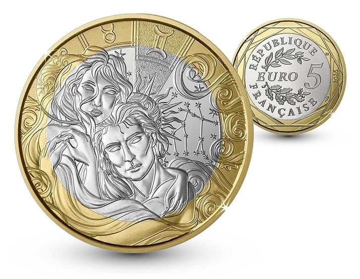 Astrologie collectie - Tweelingen 5 euro 2026 - Frankrijk, Postzegels en Munten, Munten en Bankbiljetten | Verzamelingen, Verzenden