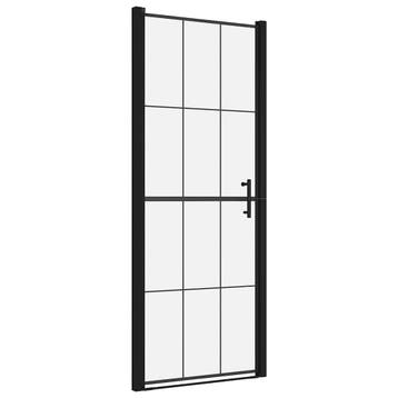 vidaXL Douchedeur 81x195 cm gehard glas zwart, Verzenden, Nieuw