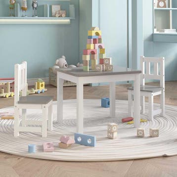 vidaXL 3-delige Kindertafel- en stoelenset MDF wit en grijs, Verzenden, Nieuw