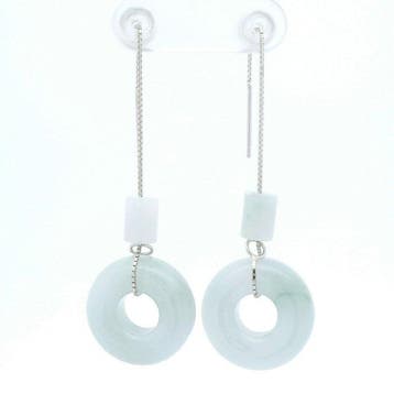 Jade - Zilveren jadeiet draadoorbellen – jadeiet donut- en