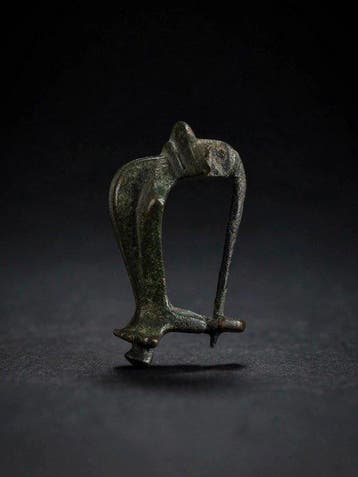 Oud-Romeins, Keizerrijk Brons Fibula - ca. 4e eeuw na, Antiek en Kunst