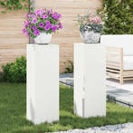 vidaXL Plantenstandaard 2 pcs Wit 24 x 24 x 75 cm Staal, Verzenden, Nieuw