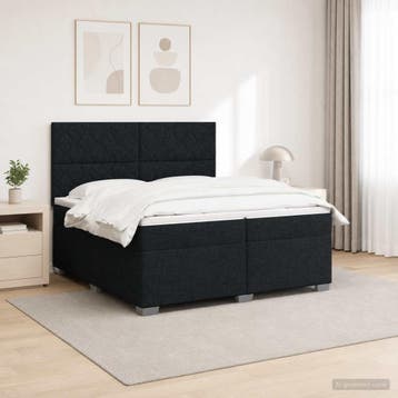 vidaXL Boxspringbed met matras met hoofdeinde Zwart 200 x, Verzenden, Nieuw, Tweepersoons, Zwart
