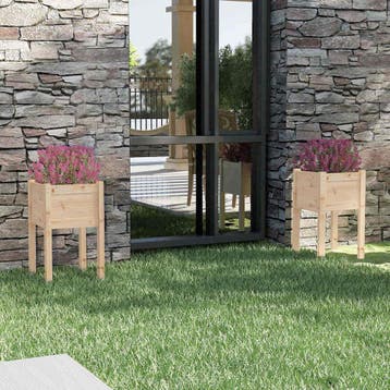vidaXL Plantenbakken 2 st 40x40x70 cm massief grenenhout, Verzenden, Minder dan 60 cm, Nieuw, 60 cm of meer