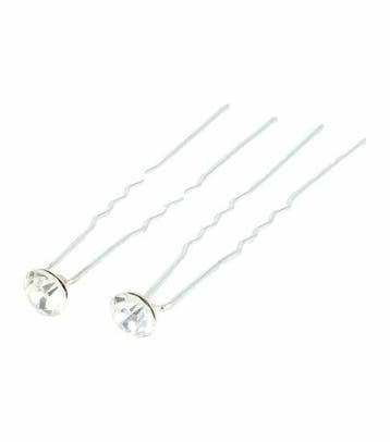 Haarspeld Haarpinnen 7cm - Strass Steen - Zilver - Set van 2, Nieuw
