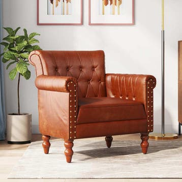 vidaXL Fauteuil echt geitenleer bruin, Verzenden, Nieuw