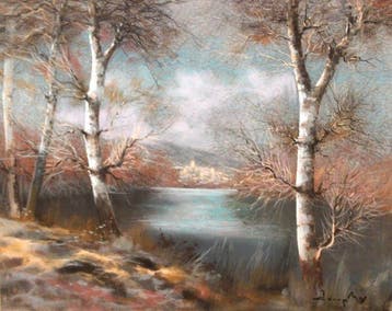 Josep Mas i Pou (1926-1995) - Invierno junto al lago