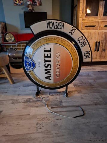 Amstel - Amstel reclame verlicht bord - Lichtbak - Plastic,, Antiek en Kunst, Antiek | Wandborden en Tegels