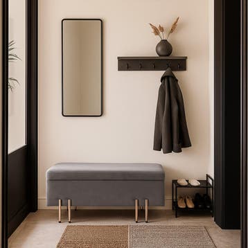Bankje Dals met opbergruimte 100x40x42 cm grijs [en.casa], Verzenden, Nieuw