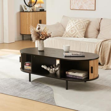 Salontafel Tvedestrand 120x55x40 cm zwart en naturel [en.cas, Huis en Inrichting, Verzenden, Nieuw