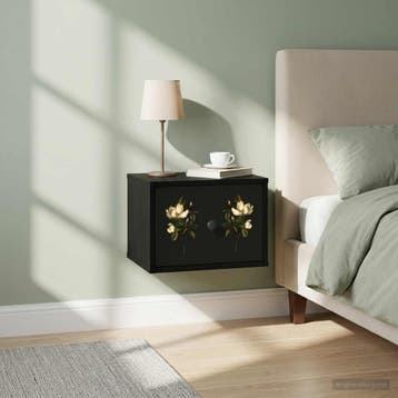 vidaXL Wandkastje BREMEN Zwart eiken 36 x 33 x 25 cm Bewerkt, Huis en Inrichting, Slaapkamer | Nachtkastjes, Minder dan 45 cm