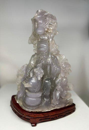 Grande Scultura in Agata Naturale Lavanda - Shoulao (Dio, Antiek en Kunst