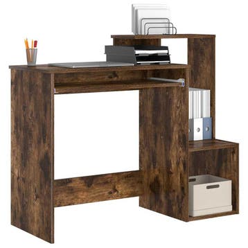 vidaXL Bureau Gerookt eiken 106 x 41 x 88,5 cm Bewerkt hout, Verzenden, Nieuw