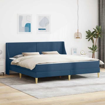 vidaXL Bedframe met matras met hoofdeinde Polyester, Verzenden, Nieuw, Blauw, Stof