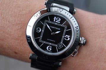 Cartier Pasha Seatimer Horloge + Doos + service factuur, Overige merken, Staal, Staal, Polshorloge